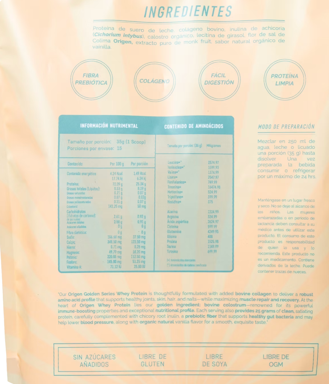ORIGEN-525g Whey Golden Series Vainilla + Colágeno