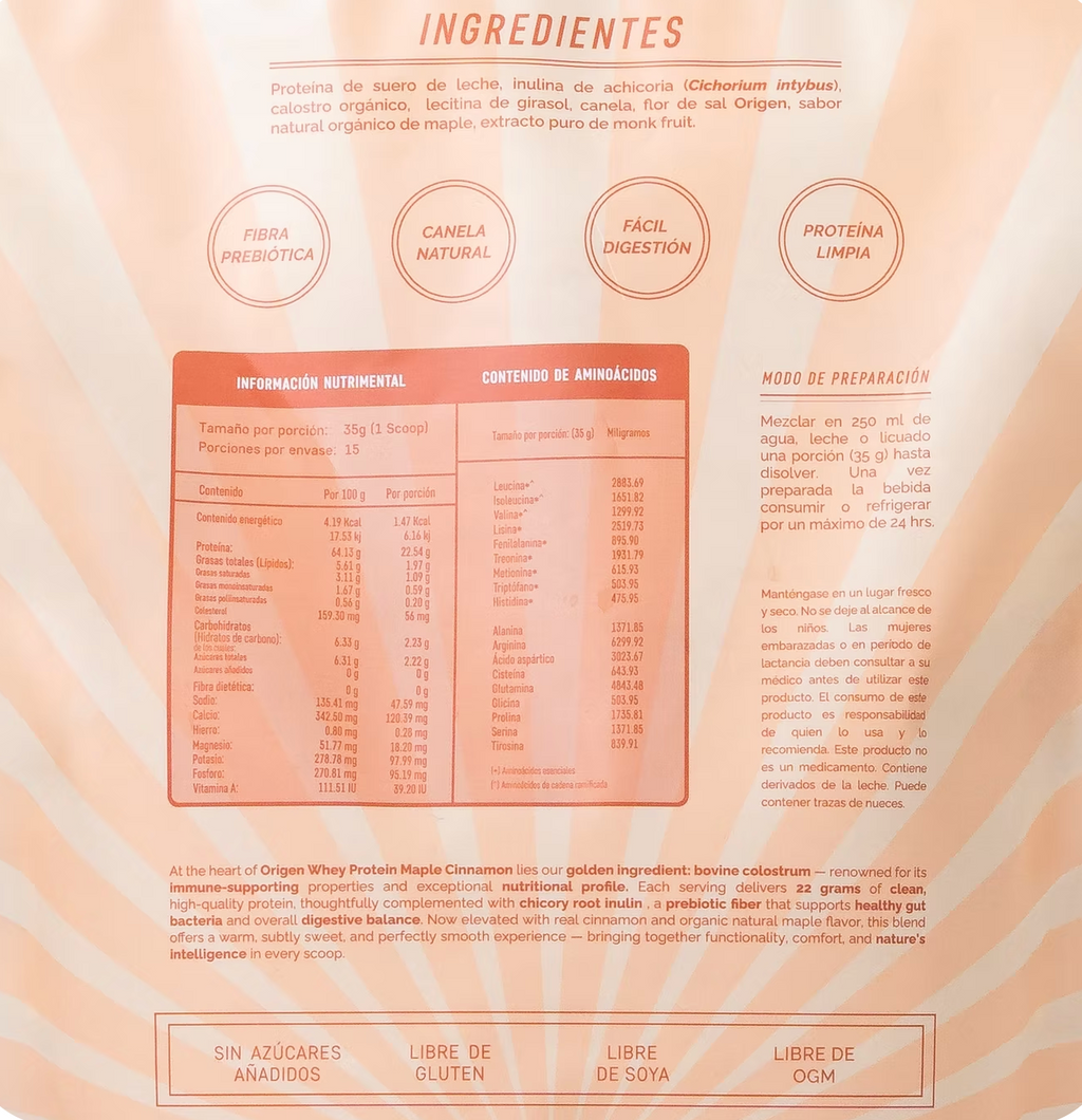 ORIGEN-525g Whey Protein Maple Cinnamon